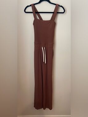 Vuori Mudra Pose Jumpsuit Chestnut Ribbed Wide Leg Lounge Athleisure Women XS